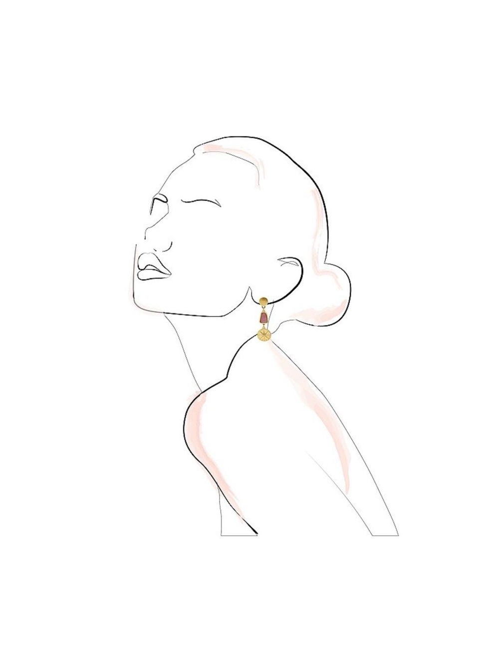 Gold and Pink Drop Compass Earrings - Picture 3 of 3